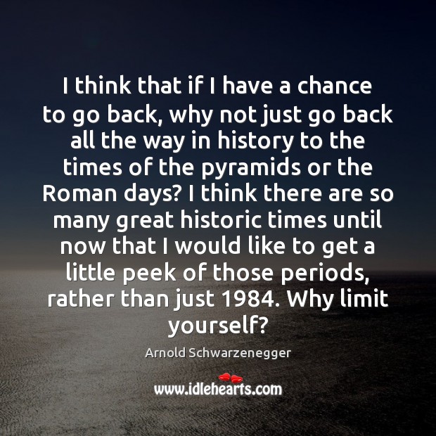 I think that if I have a chance to go back, why Arnold Schwarzenegger Picture Quote