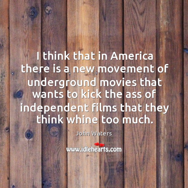 I think that in America there is a new movement of underground John Waters Picture Quote