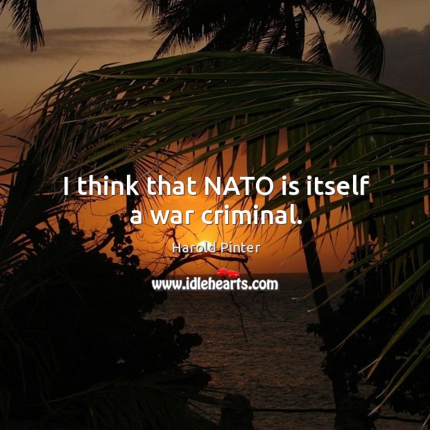 I think that nato is itself a war criminal. Harold Pinter Picture Quote