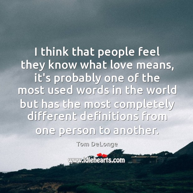 I think that people feel they know what love means, it’s probably Tom DeLonge Picture Quote