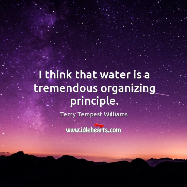 I think that water is a tremendous organizing principle. Image