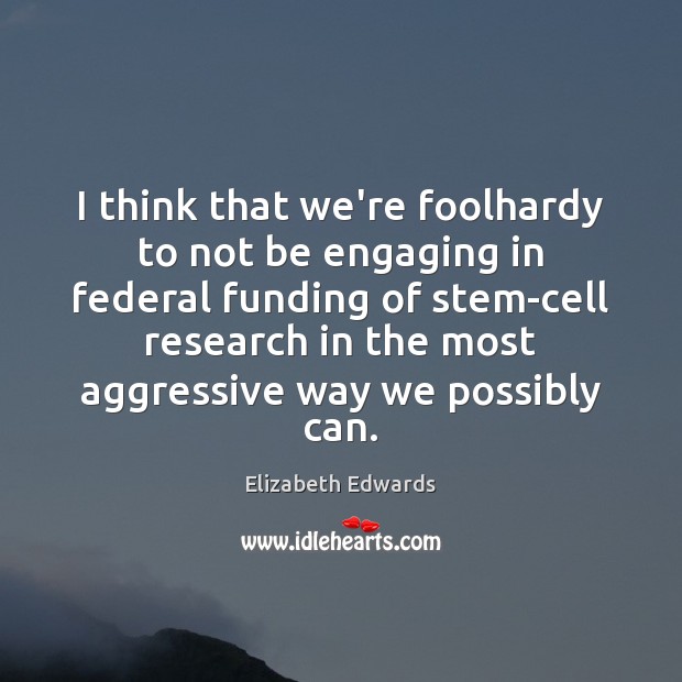 I think that we’re foolhardy to not be engaging in federal funding Elizabeth Edwards Picture Quote