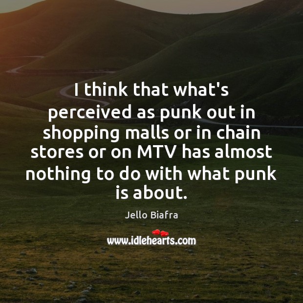 I think that what’s perceived as punk out in shopping malls or Jello Biafra Picture Quote