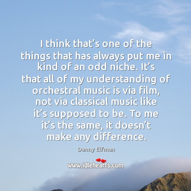 I think that’s one of the things that has always put me in kind of an odd niche. Danny Elfman Picture Quote