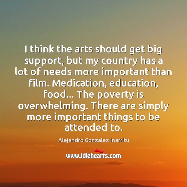 I think the arts should get big support, but my country has Alejandro Gonzalez Inarritu Picture Quote