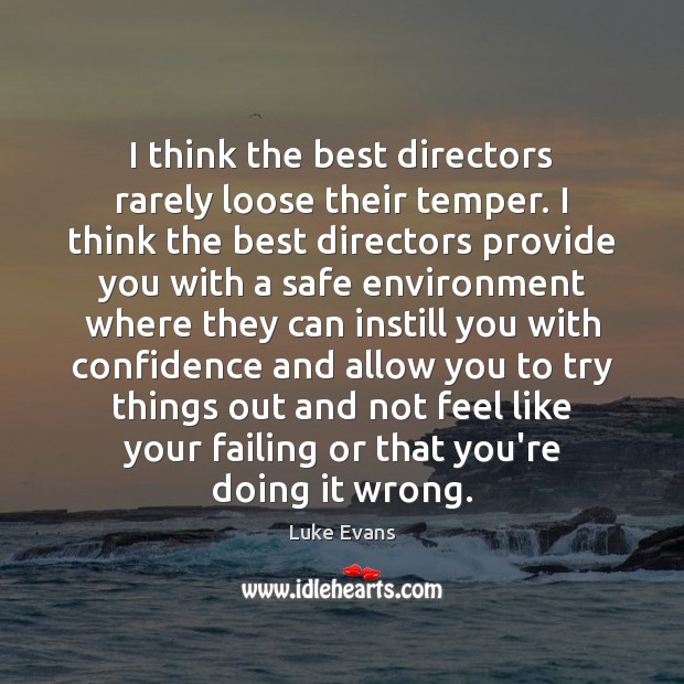 I think the best directors rarely loose their temper. I think the Luke Evans Picture Quote