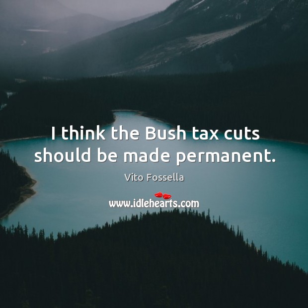I think the Bush tax cuts should be made permanent. Image