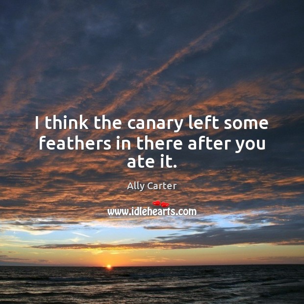 I think the canary left some feathers in there after you ate it. Ally Carter Picture Quote