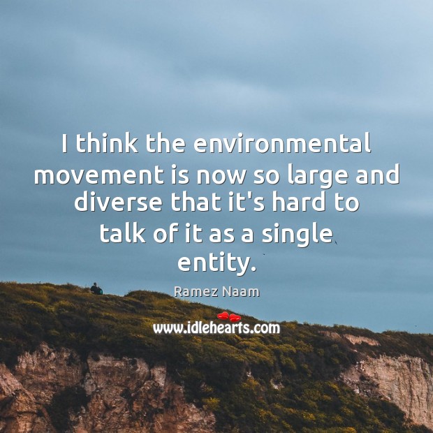 I think the environmental movement is now so large and diverse that Ramez Naam Picture Quote