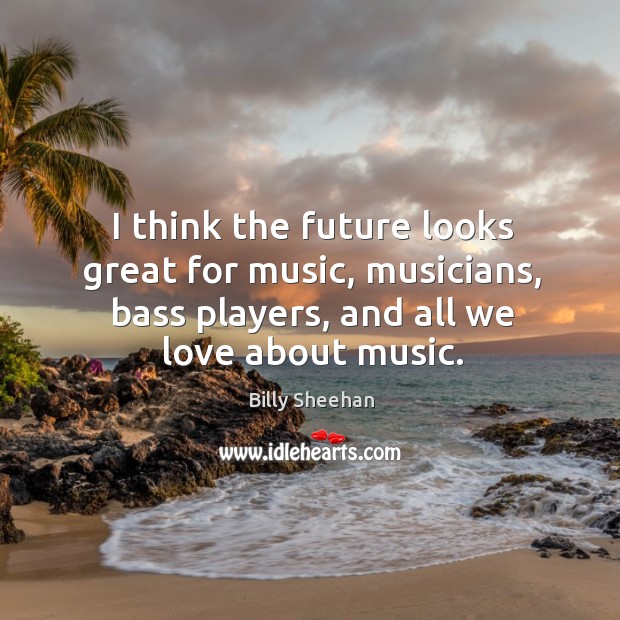 I think the future looks great for music, musicians, bass players, and all we love about music. Billy Sheehan Picture Quote