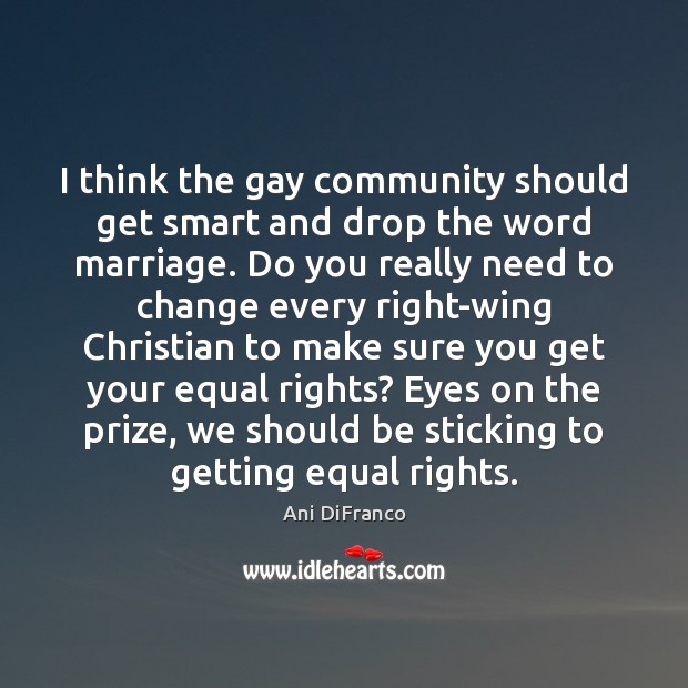 I think the gay community should get smart and drop the word Image