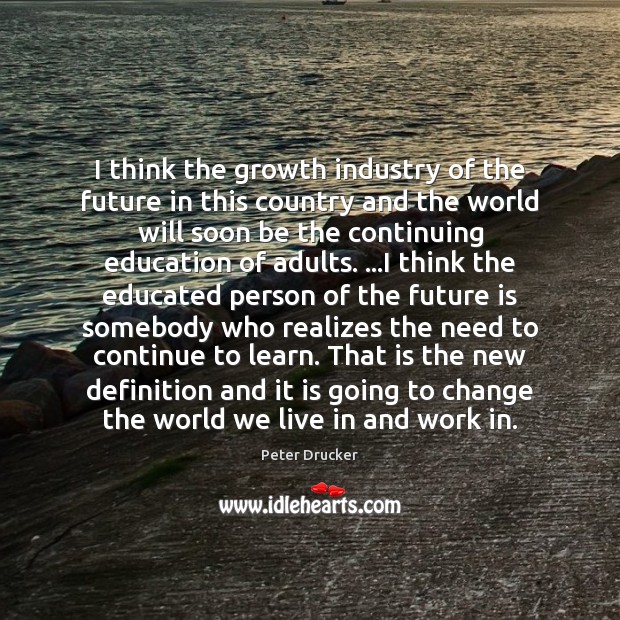 I think the growth industry of the future in this country and Peter Drucker Picture Quote
