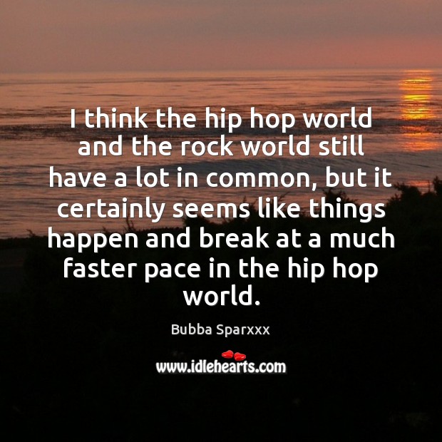 I think the hip hop world and the rock world still have Bubba Sparxxx Picture Quote