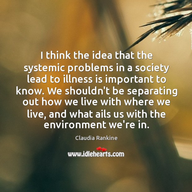 I think the idea that the systemic problems in a society lead Claudia Rankine Picture Quote