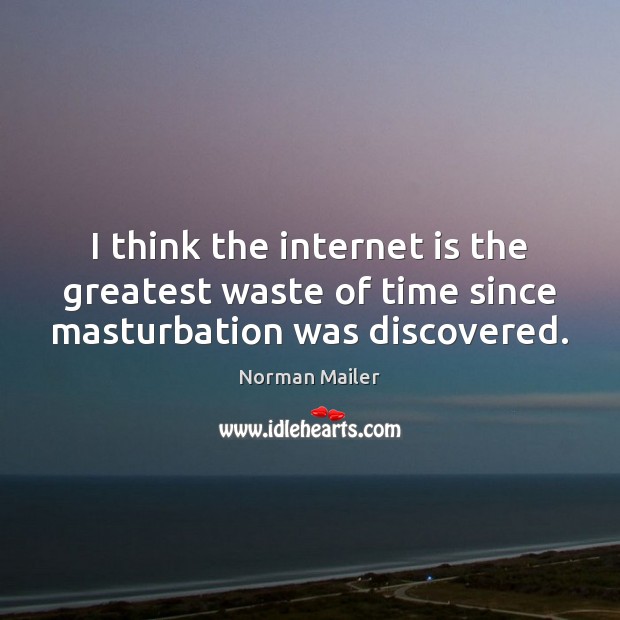 I think the internet is the greatest waste of time since masturbation was discovered. Norman Mailer Picture Quote