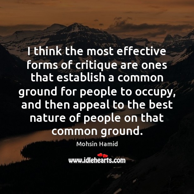 I think the most effective forms of critique are ones that establish Image
