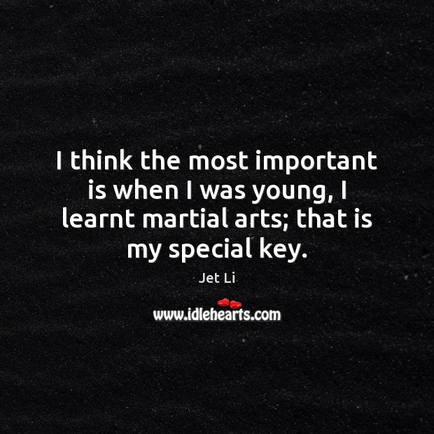 I think the most important is when I was young, I learnt Jet Li Picture Quote