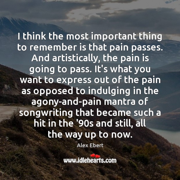 I think the most important thing to remember is that pain passes. Alex Ebert Picture Quote