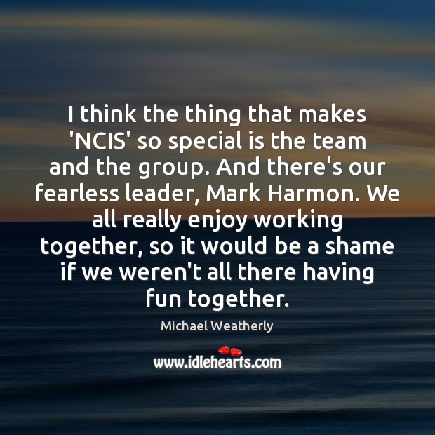 I think the thing that makes ‘NCIS’ so special is the team Michael Weatherly Picture Quote