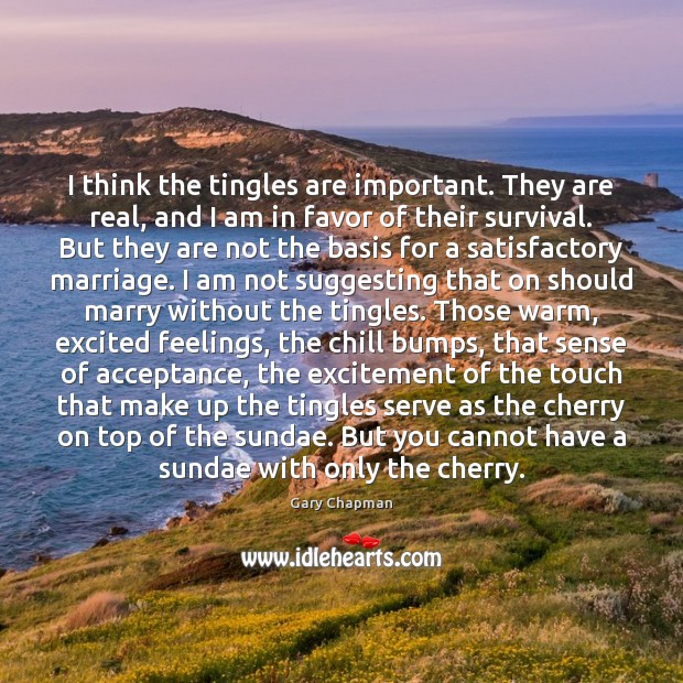 I think the tingles are important. They are real, and I am Gary Chapman Picture Quote