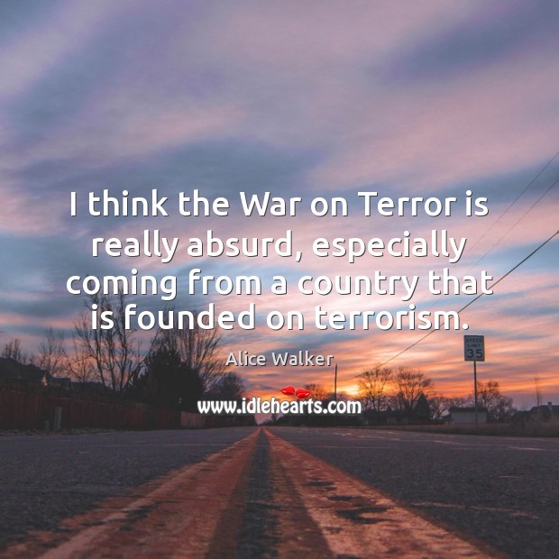 I think the War on Terror is really absurd, especially coming from Alice Walker Picture Quote
