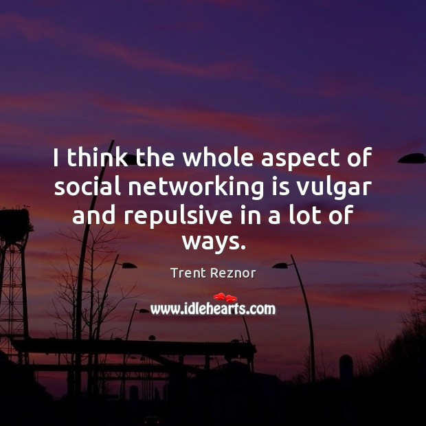 I think the whole aspect of social networking is vulgar and repulsive in a lot of ways. Trent Reznor Picture Quote