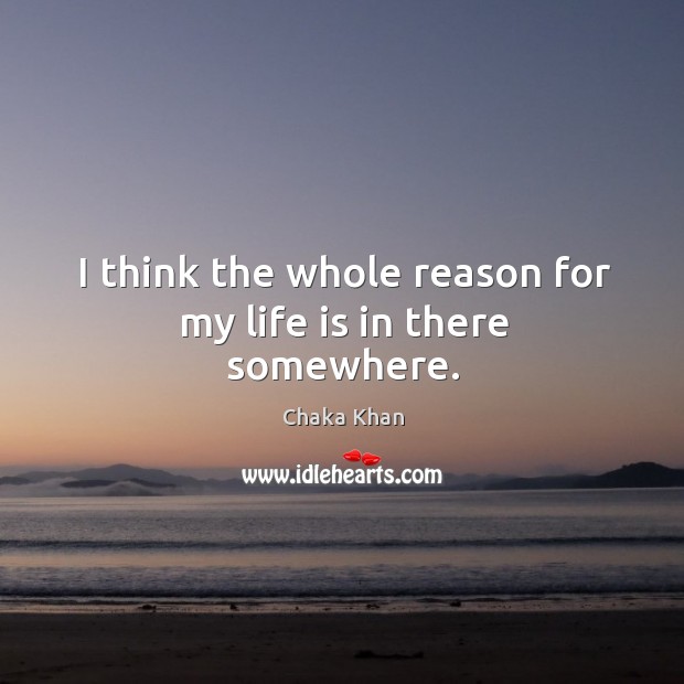 I think the whole reason for my life is in there somewhere. Chaka Khan Picture Quote