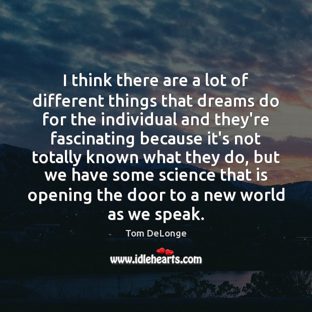 I think there are a lot of different things that dreams do Tom DeLonge Picture Quote