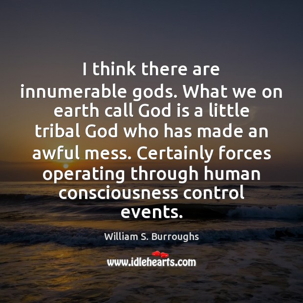 I think there are innumerable Gods. What we on earth call God William S. Burroughs Picture Quote