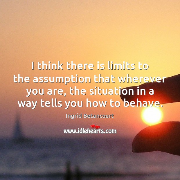 I think there is limits to the assumption that wherever you are, Ingrid Betancourt Picture Quote