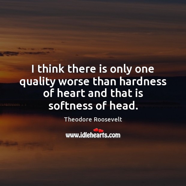I think there is only one quality worse than hardness of heart Theodore Roosevelt Picture Quote