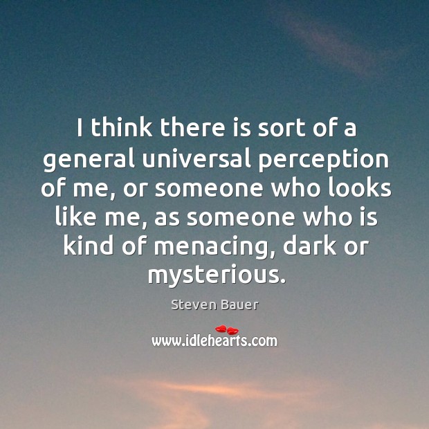 I think there is sort of a general universal perception of me, Steven Bauer Picture Quote