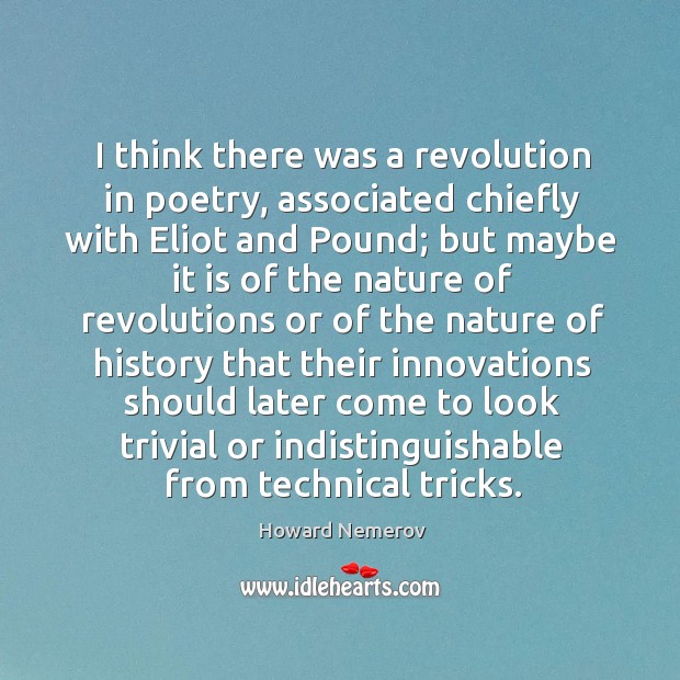 I think there was a revolution in poetry, associated chiefly with eliot and pound; Image