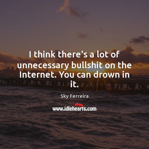 I think there’s a lot of unnecessary bullshit on the Internet. You can drown in it. Image