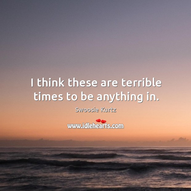 I think these are terrible times to be anything in. Swoosie Kurtz Picture Quote