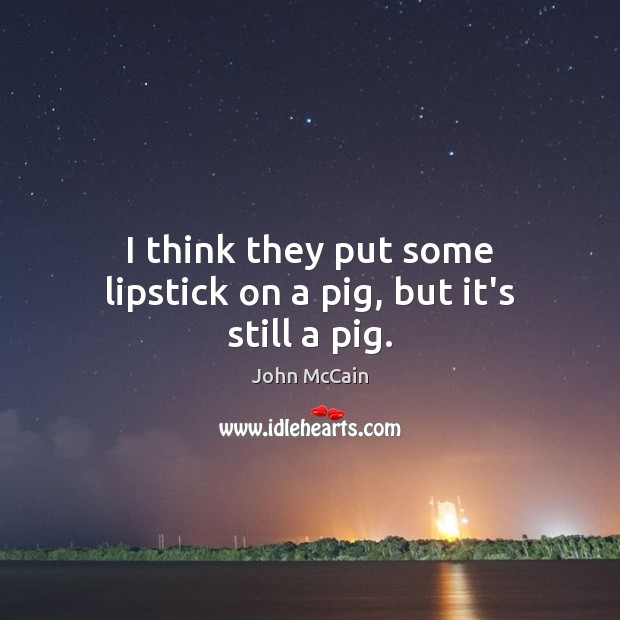 I think they put some lipstick on a pig, but it’s still a pig. John McCain Picture Quote