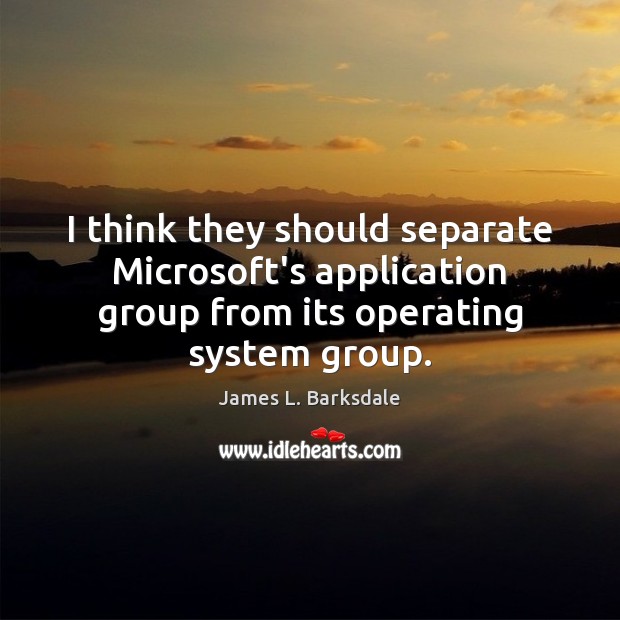 I think they should separate Microsoft’s application group from its operating system James L. Barksdale Picture Quote