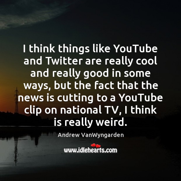 I think things like YouTube and Twitter are really cool and really Andrew VanWyngarden Picture Quote