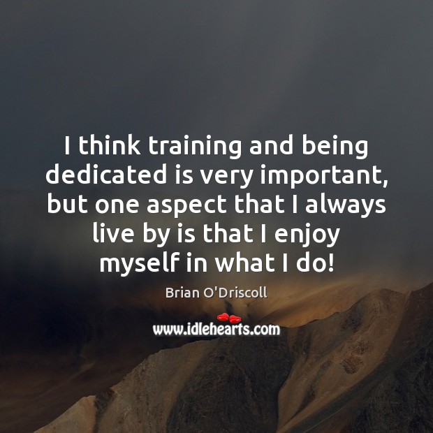 I think training and being dedicated is very important, but one aspect Brian O’Driscoll Picture Quote