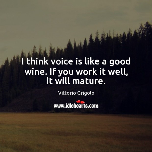 I think voice is like a good wine. If you work it well, it will mature. Image