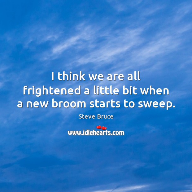 I think we are all frightened a little bit when a new broom starts to sweep. Steve Bruce Picture Quote