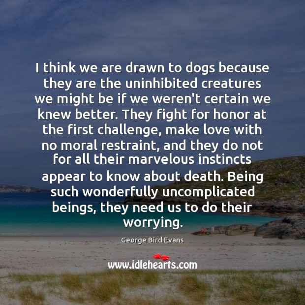I think we are drawn to dogs because they are the uninhibited George Bird Evans Picture Quote