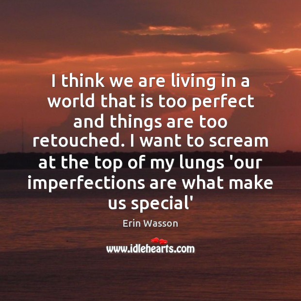 I think we are living in a world that is too perfect Erin Wasson Picture Quote