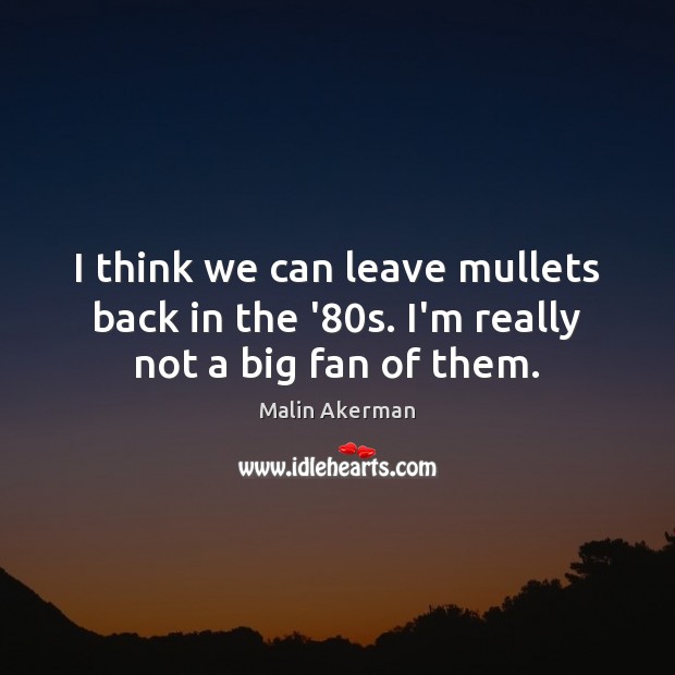 I think we can leave mullets back in the ’80s. I’m really not a big fan of them. Malin Akerman Picture Quote