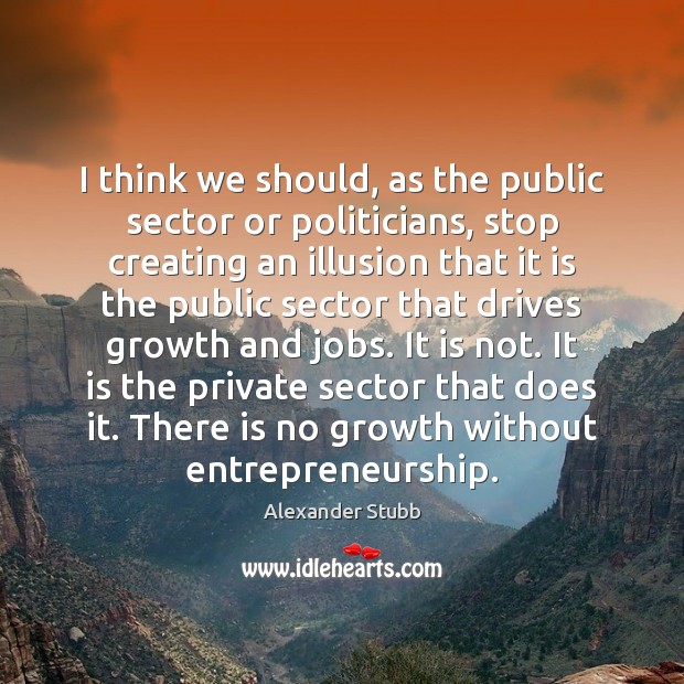 I think we should, as the public sector or politicians, stop creating Alexander Stubb Picture Quote