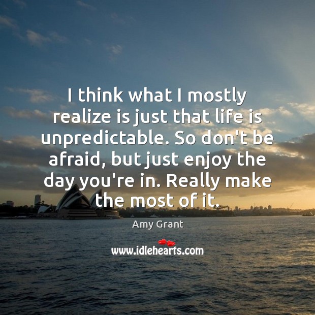 I think what I mostly realize is just that life is unpredictable. Amy Grant Picture Quote