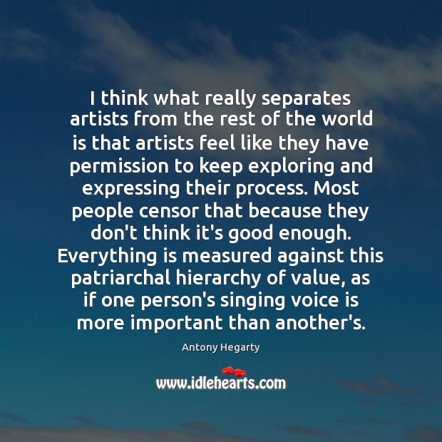 I think what really separates artists from the rest of the world Antony Hegarty Picture Quote