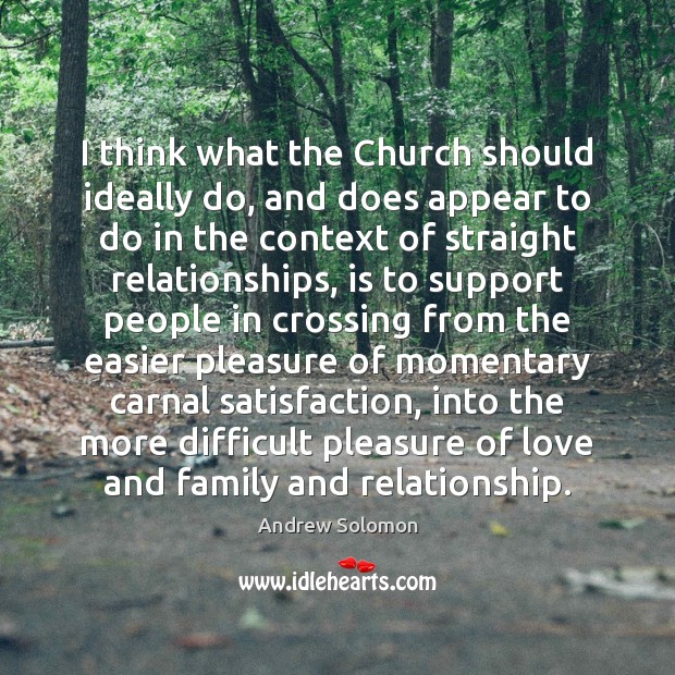 I think what the Church should ideally do, and does appear to Andrew Solomon Picture Quote