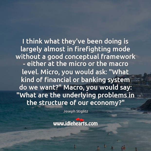 I think what they’ve been doing is largely almost in firefighting mode Joseph Stiglitz Picture Quote