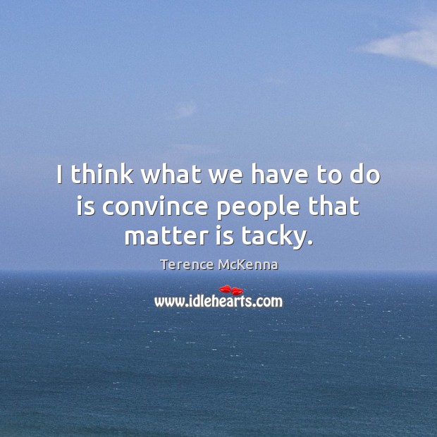 I think what we have to do is convince people that matter is tacky. Terence McKenna Picture Quote